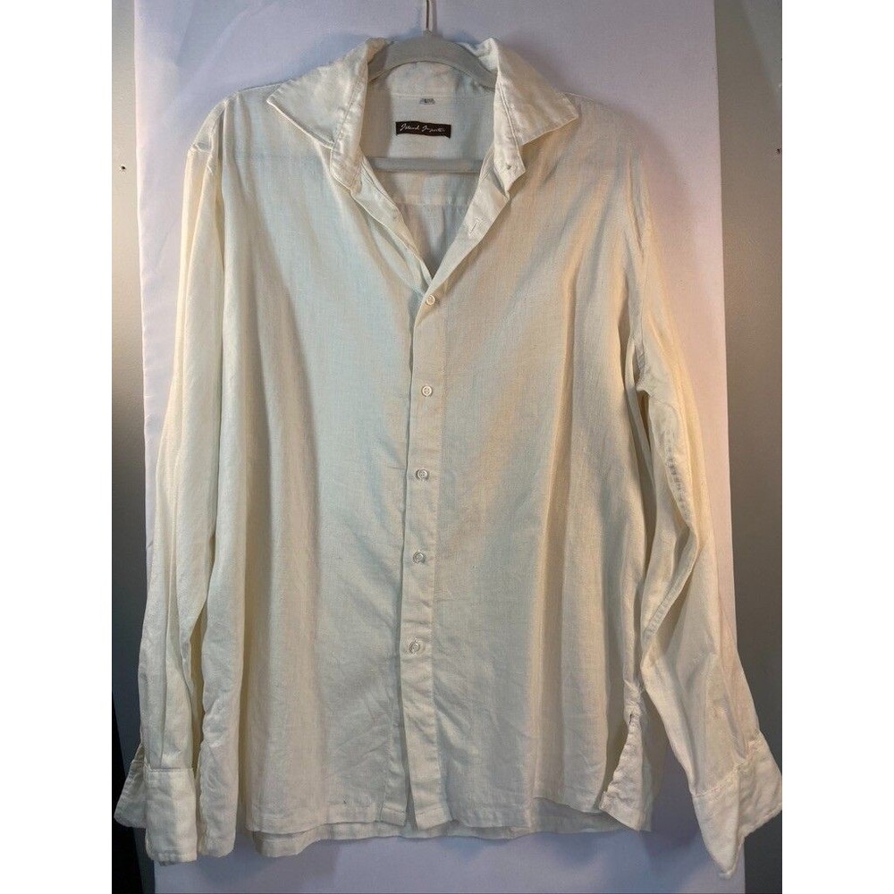 Island Importer Shirt Men’s Large Ivory Linen Button Up Coastal Resort Beach